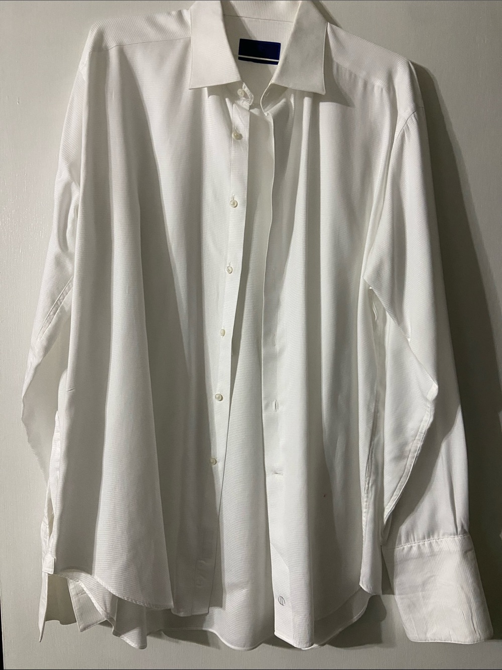David Donahue Men's White Dress Shirt - Classic Spread Collar